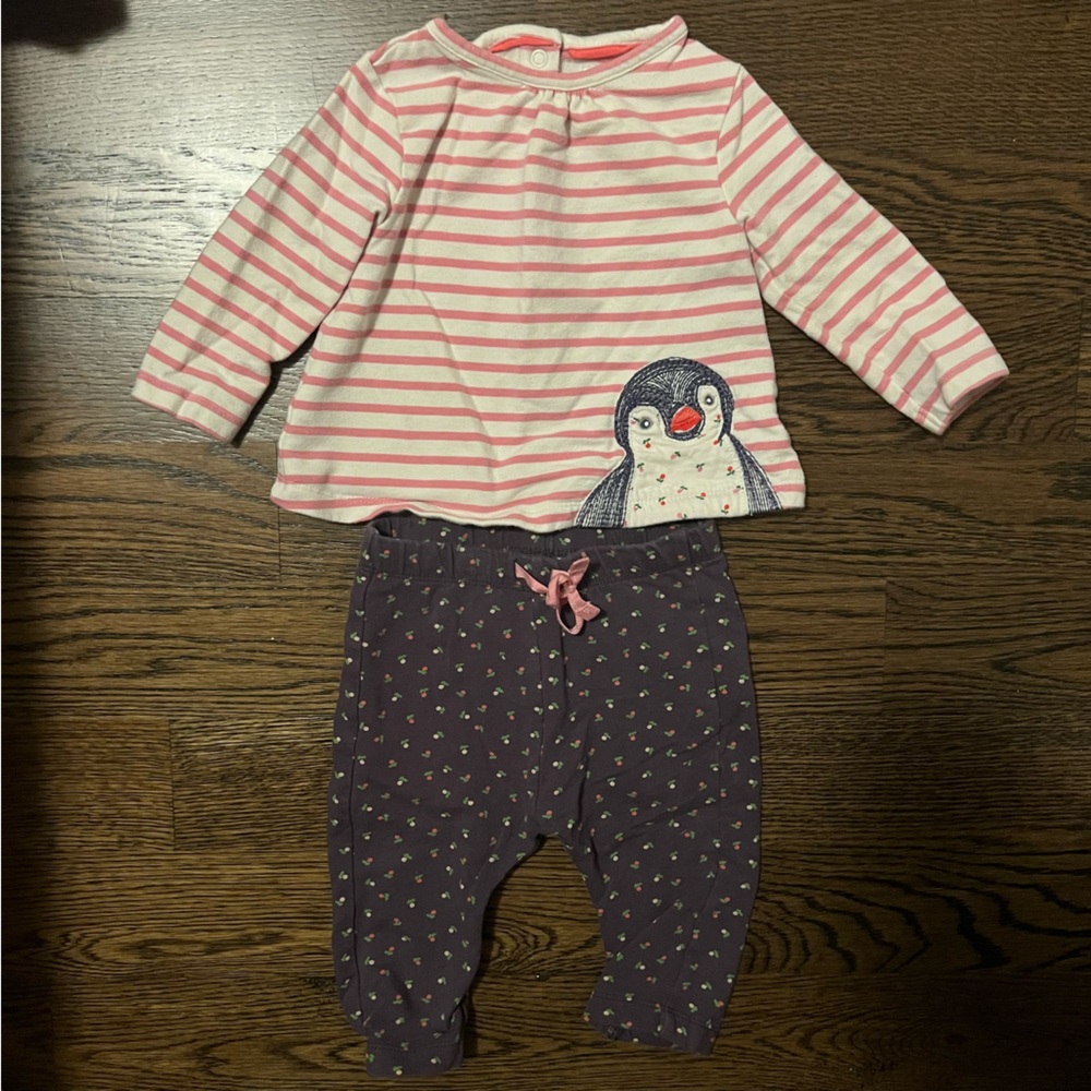 Mini Boden Pink Striped Penguin Set